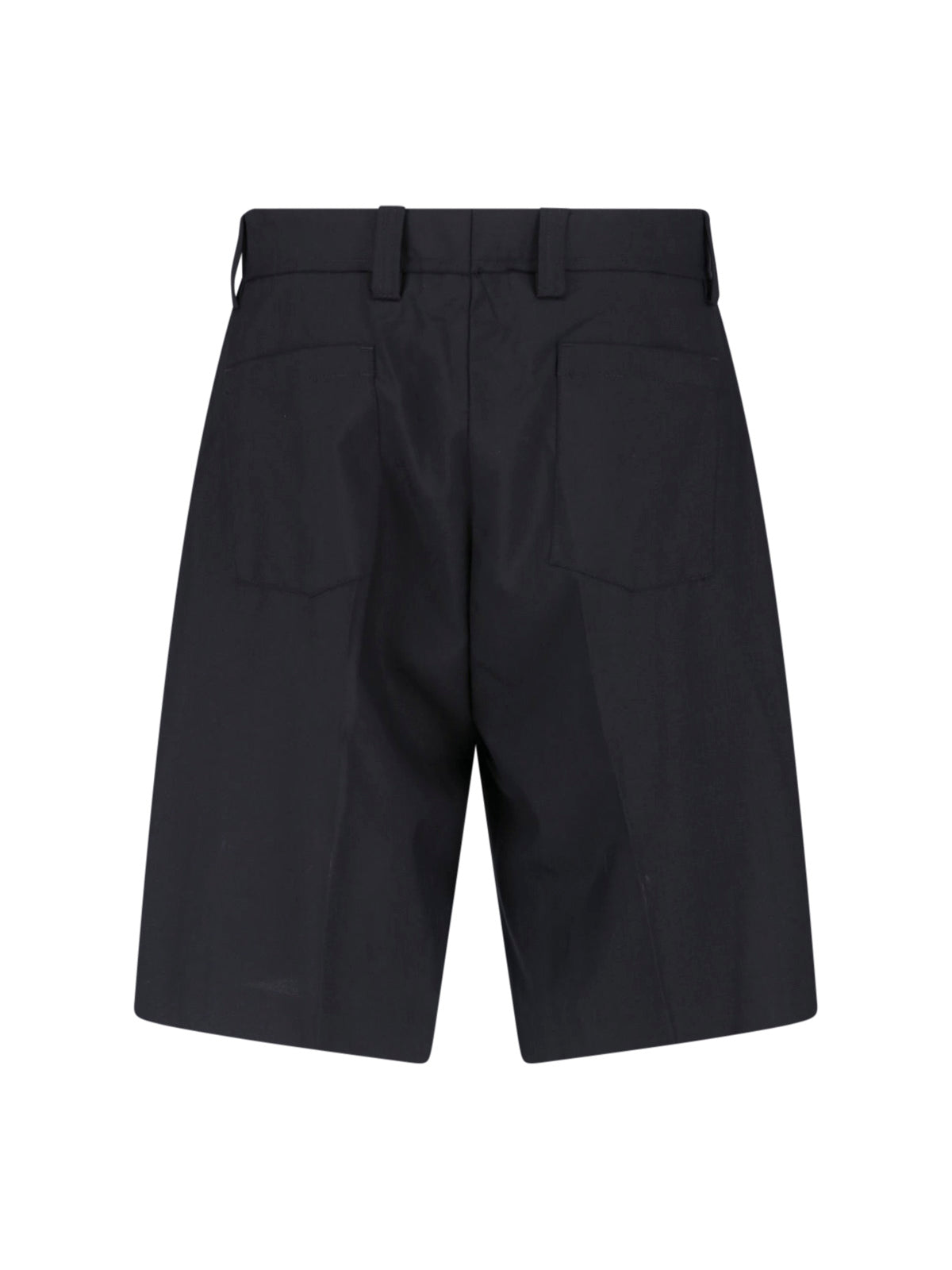 Black Classic Straight-Leg Wool Shorts