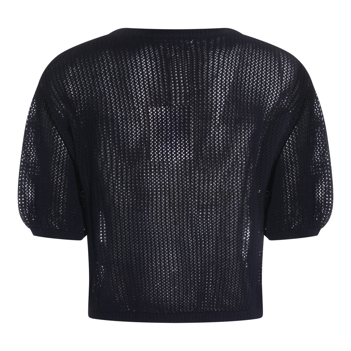 Short-Sleeved Cropped Sweater With Puff Sleeves