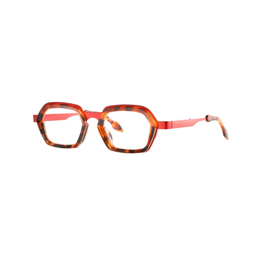 Sky 005 Hot Red Shine + Brown Dalmatian Geometric Frame Sunglasses