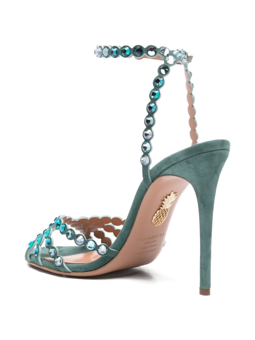 High-Heeled Sandals With Reflective Embellishments