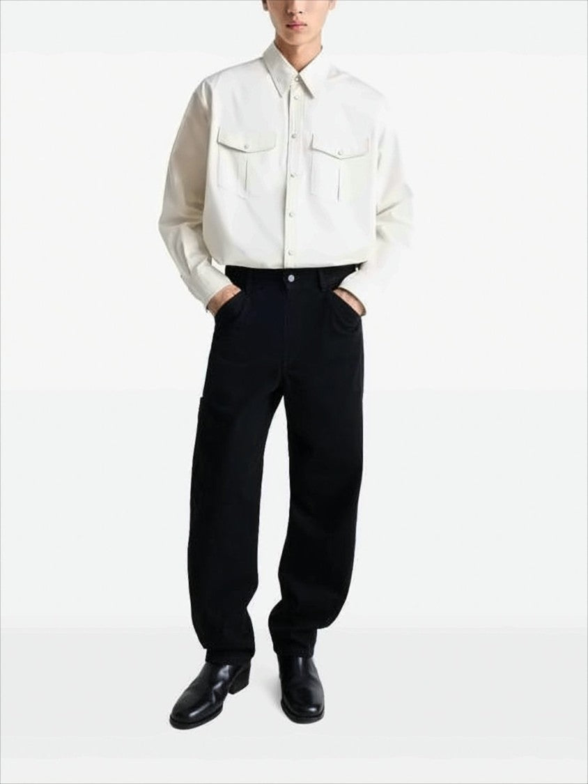 Relaxed Black Denim Trousers with High Waist