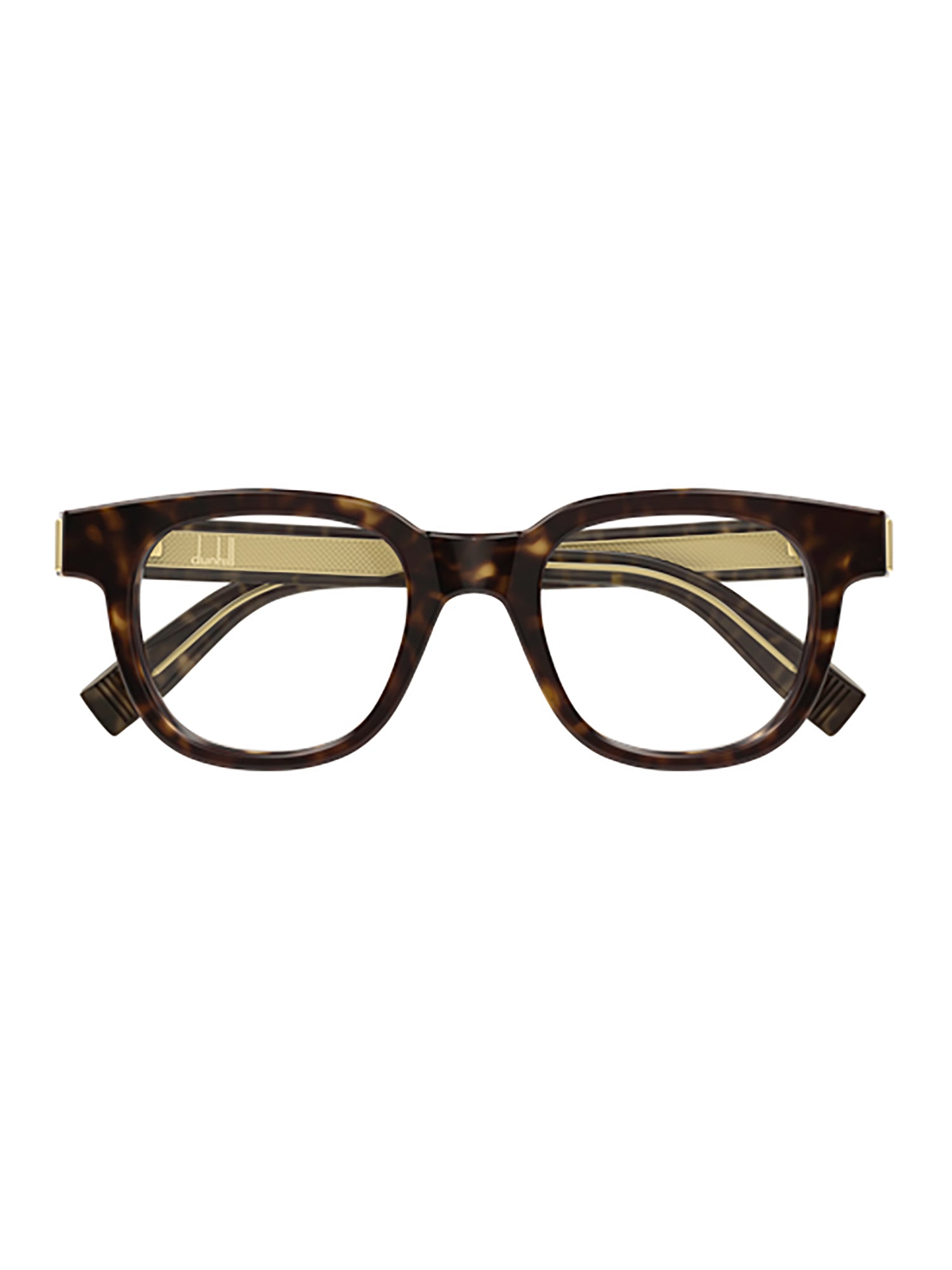 Rectangular Brown Optical Frames with Gold Accents