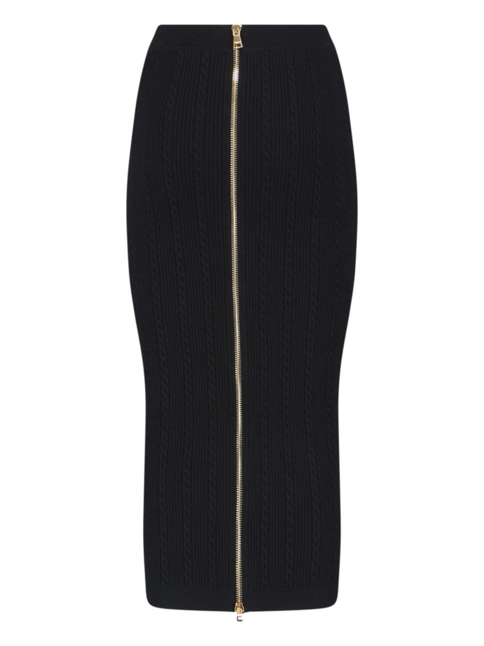 Ribbed Black Midi Skirt