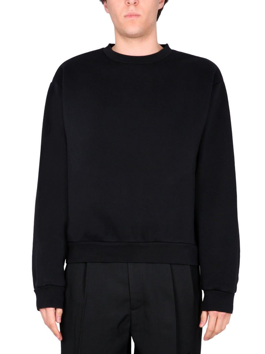Regular Fit Black Cotton Sweatshirt With Minimalist Design