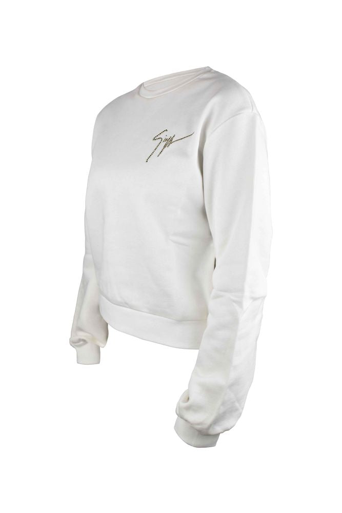 Short White Cotton Sweatshirt