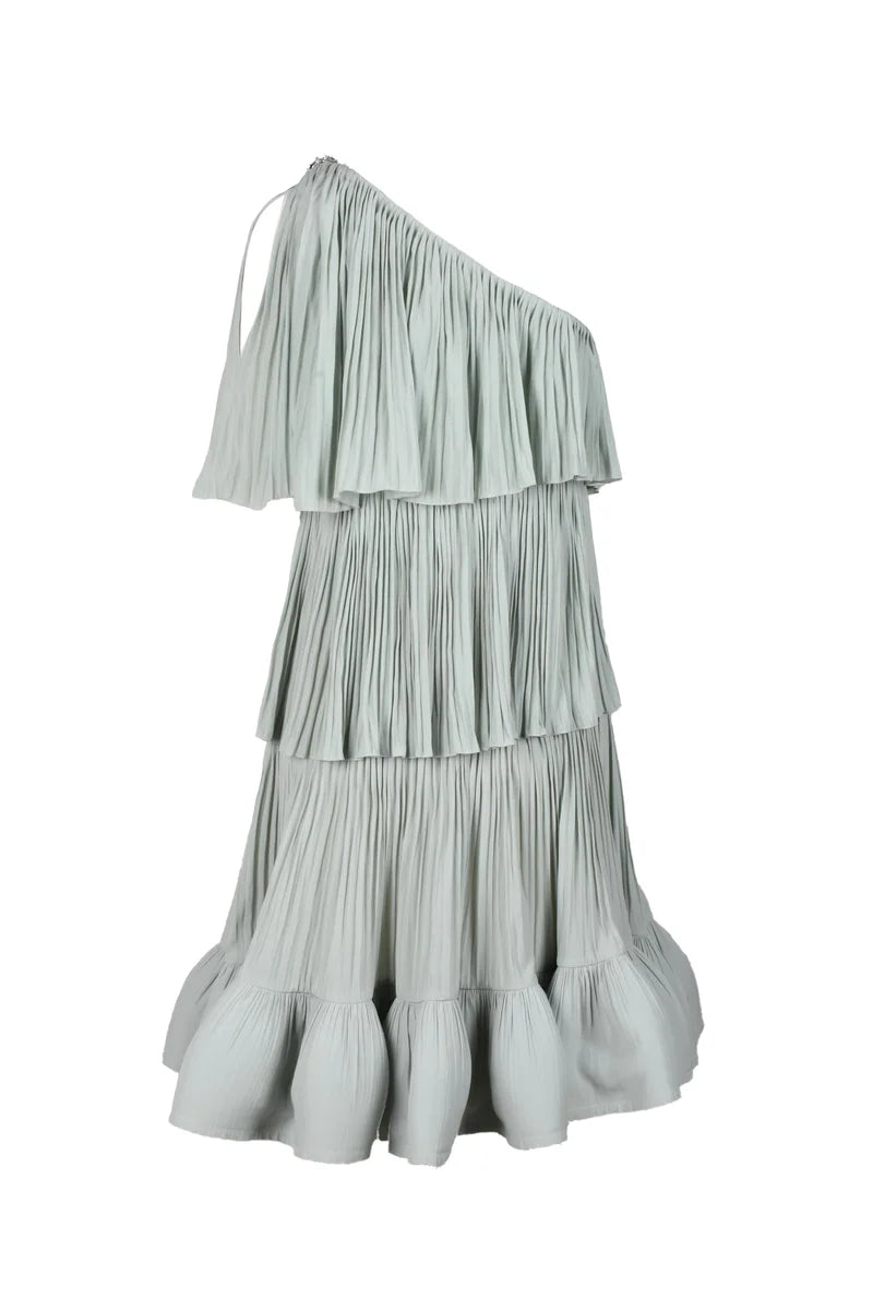 One-Shoulder Midi Dress - Green