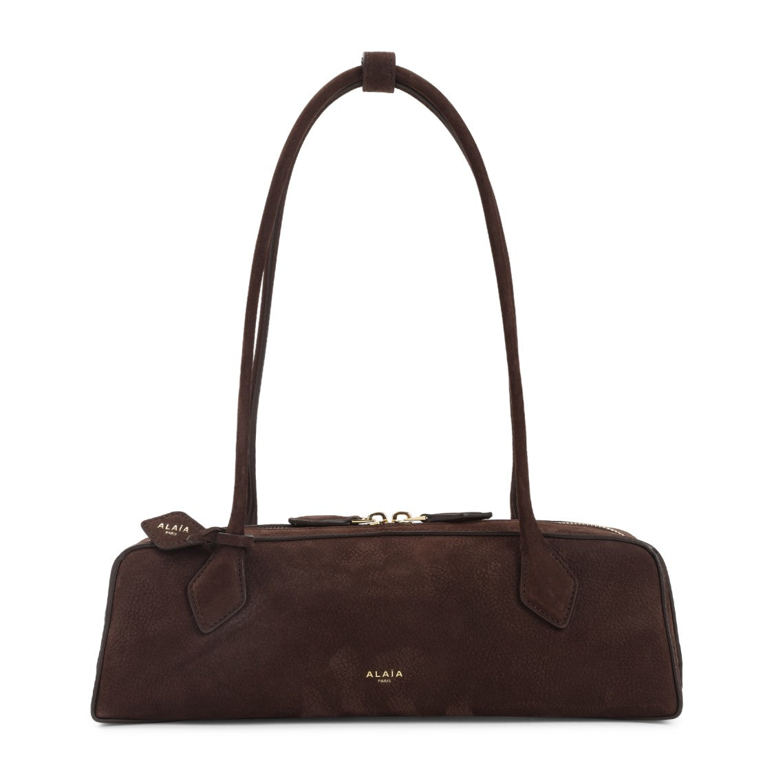 Brown Nabuk Calf Leather Shoulder Bag With Gold Hardware