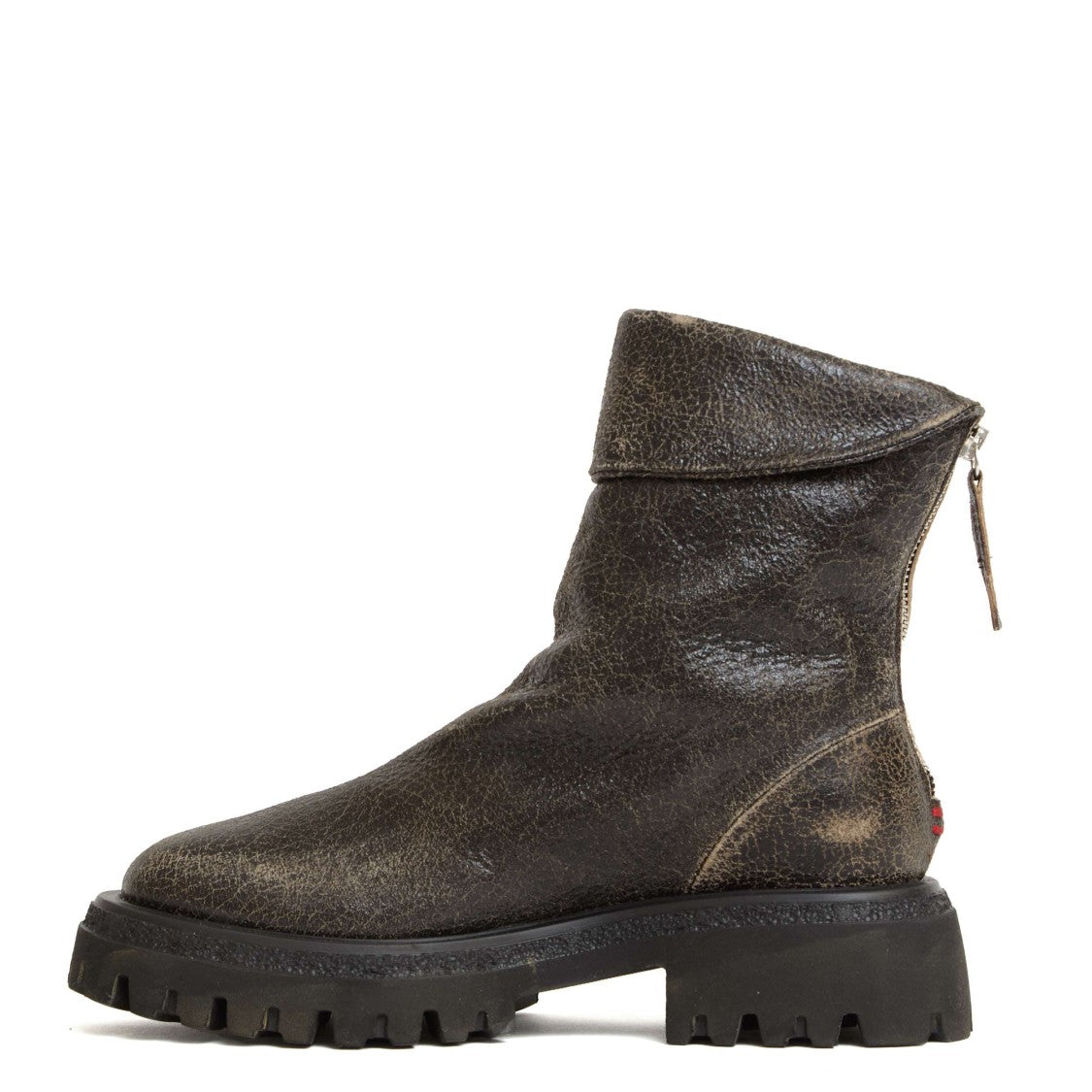 Black and Taupe Crackle Ankle Boot