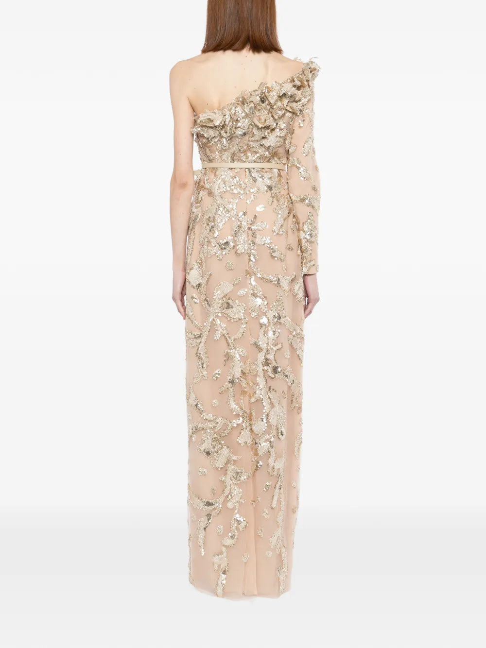 One-Shoulder Embroidered Tulle Dress