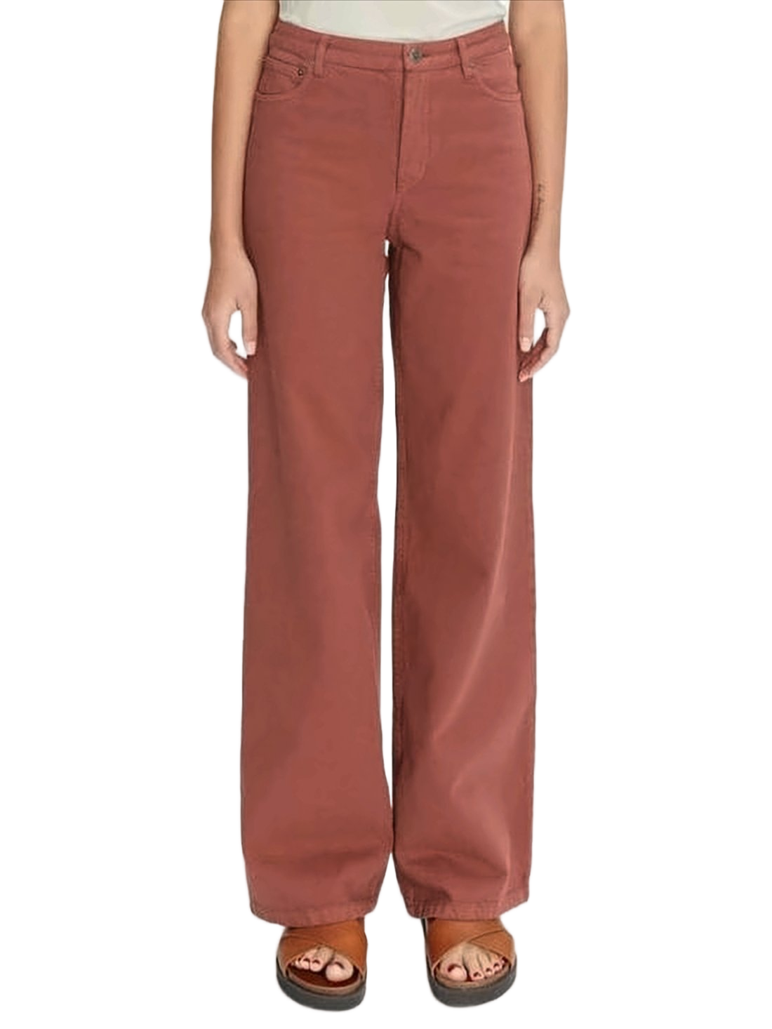 Wide-Leg Cotton Pants with High Waist