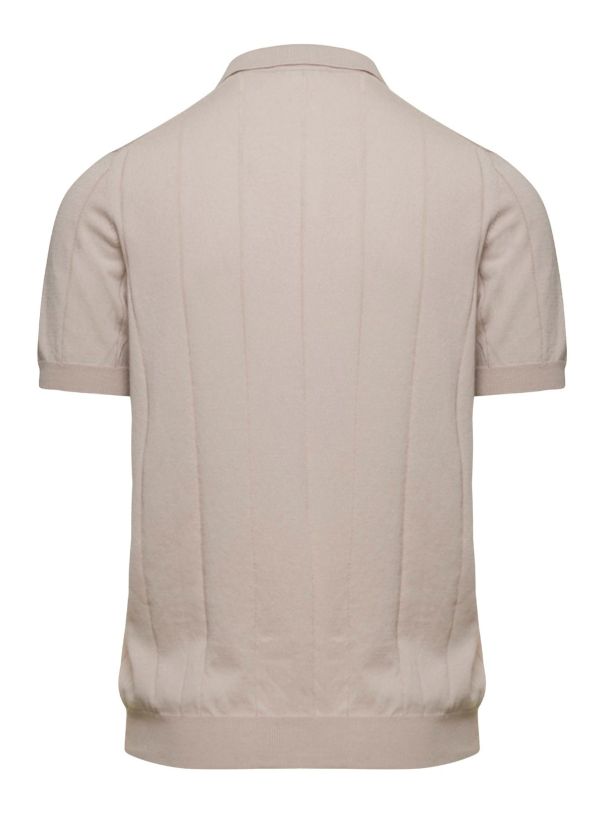 Short-Sleeve Knit Polo Shirt with Vertical Ribbing