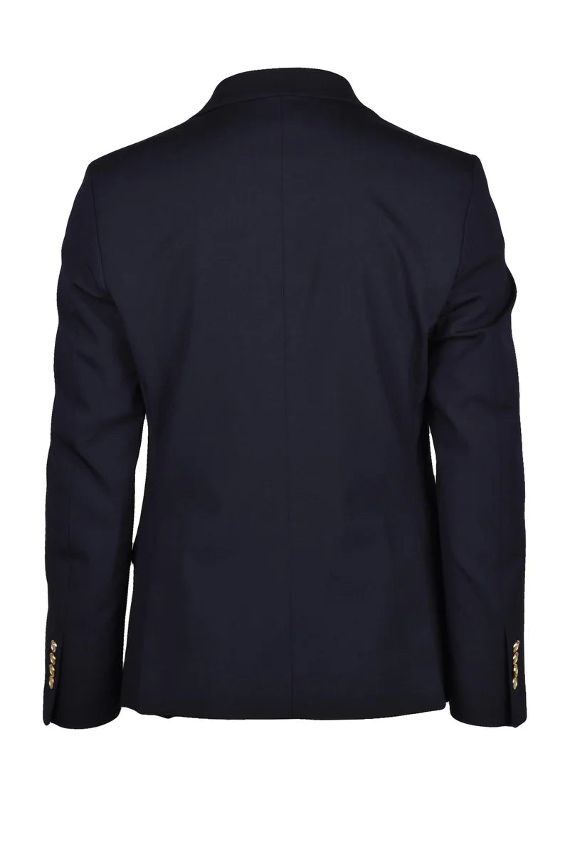 Wool Stretch Double-Breasted Jacket - Black