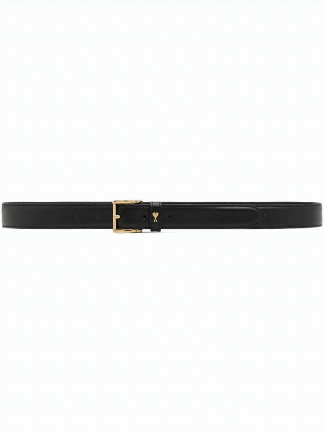 Narrow Leather Belt With Gold Buckle
