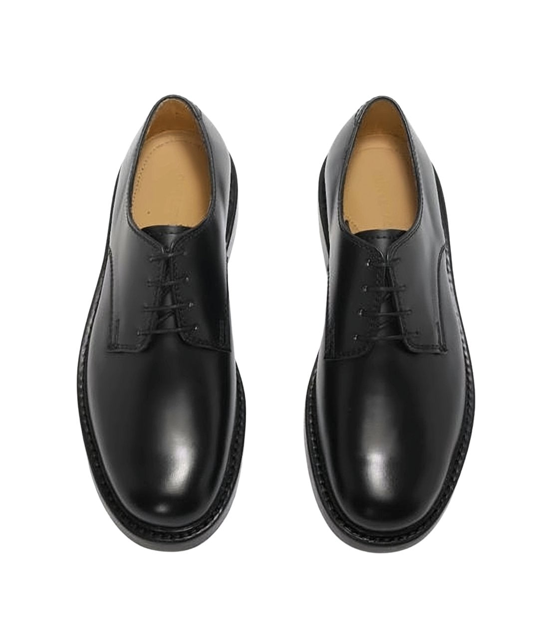 Polished Black Leather Derby Lace-Up Shoes