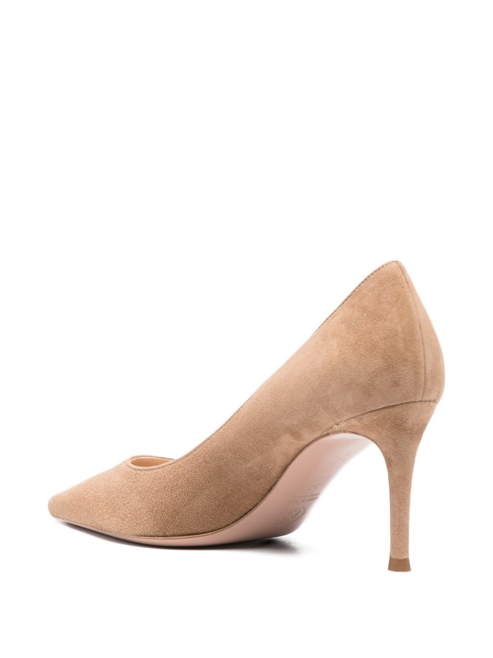 Pointed-Toe Mid-Heel Pumps In Neutral Beige