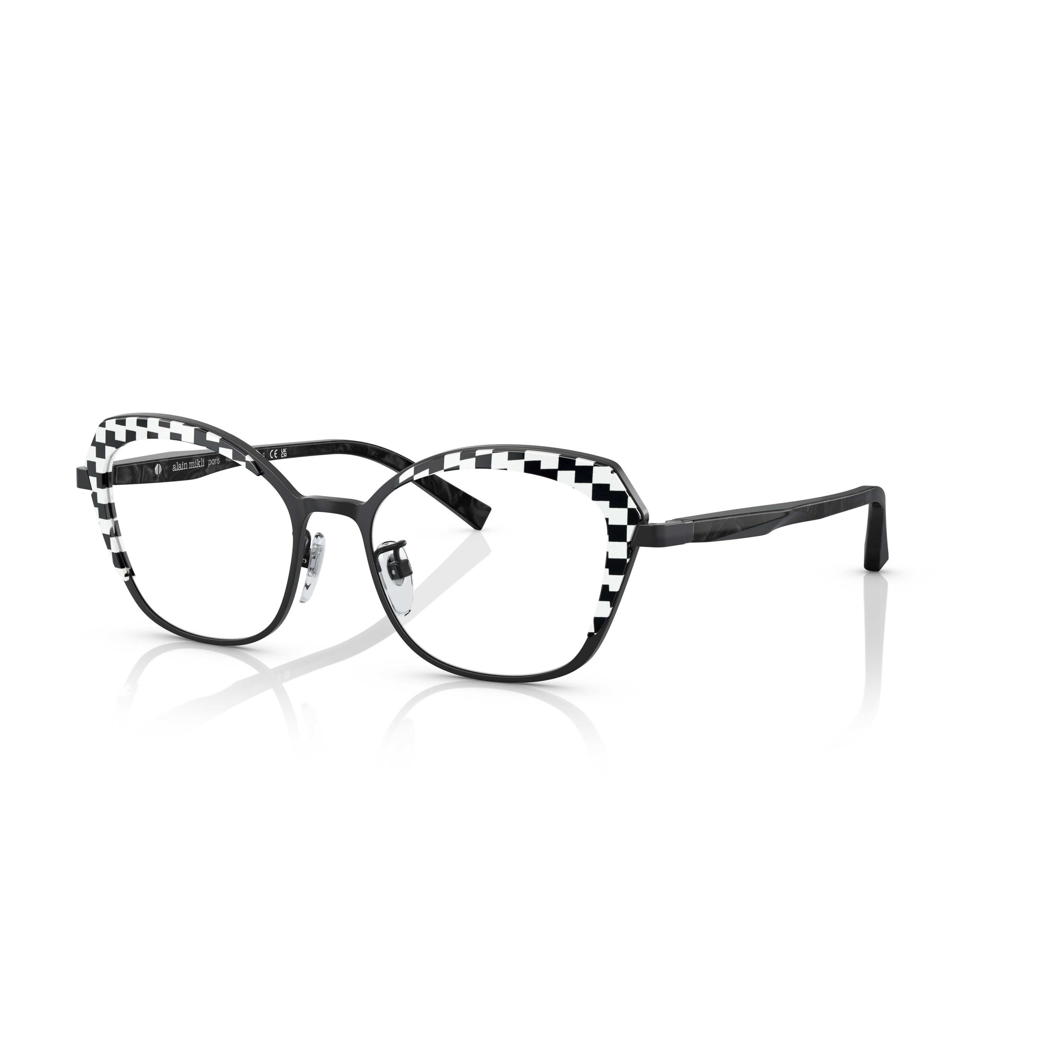 2046t Vista Lightweight Titanium Eyeglasses with Checkerboard Detailing
