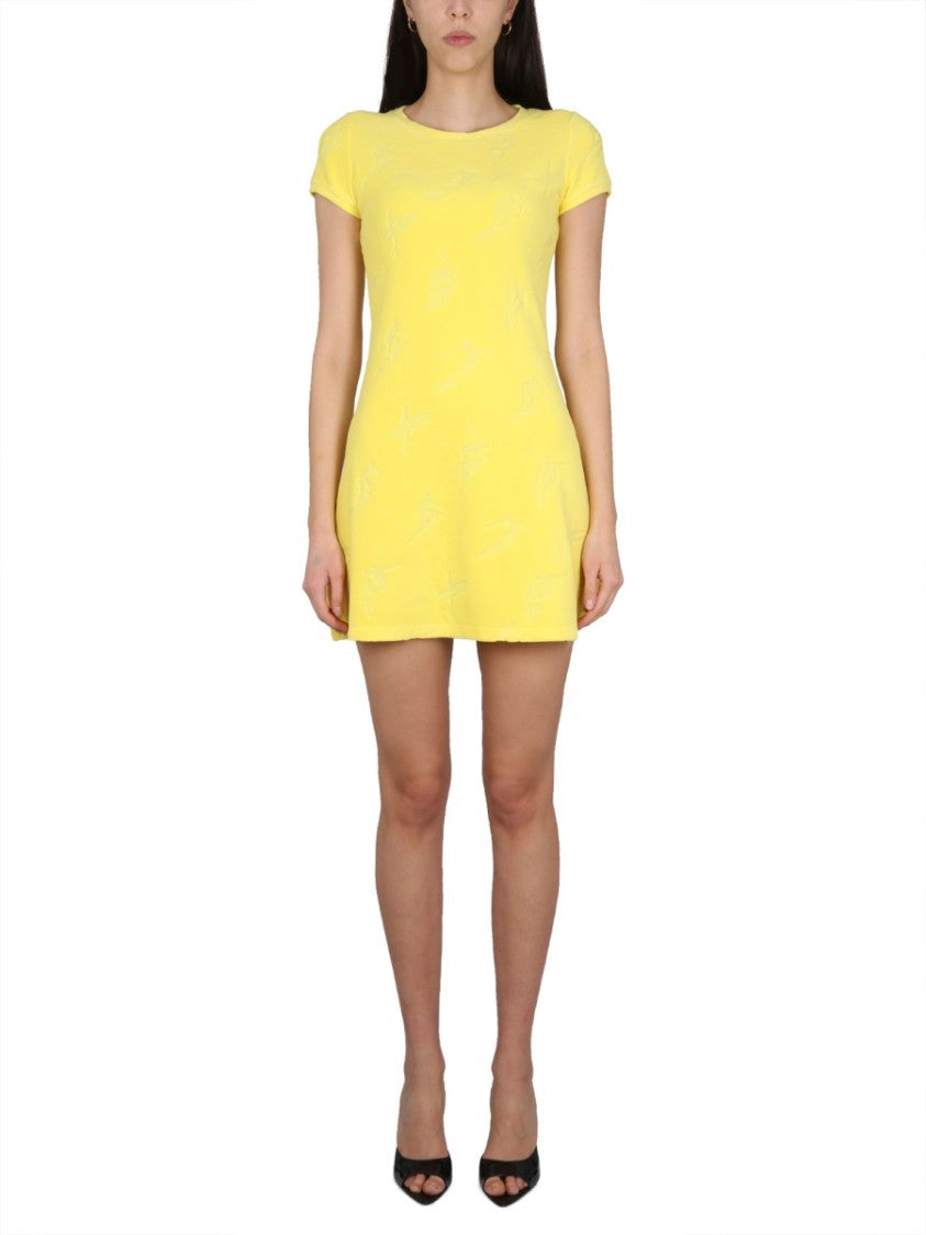 Slim Fit Mini Dress With Gyro Necklace Detail