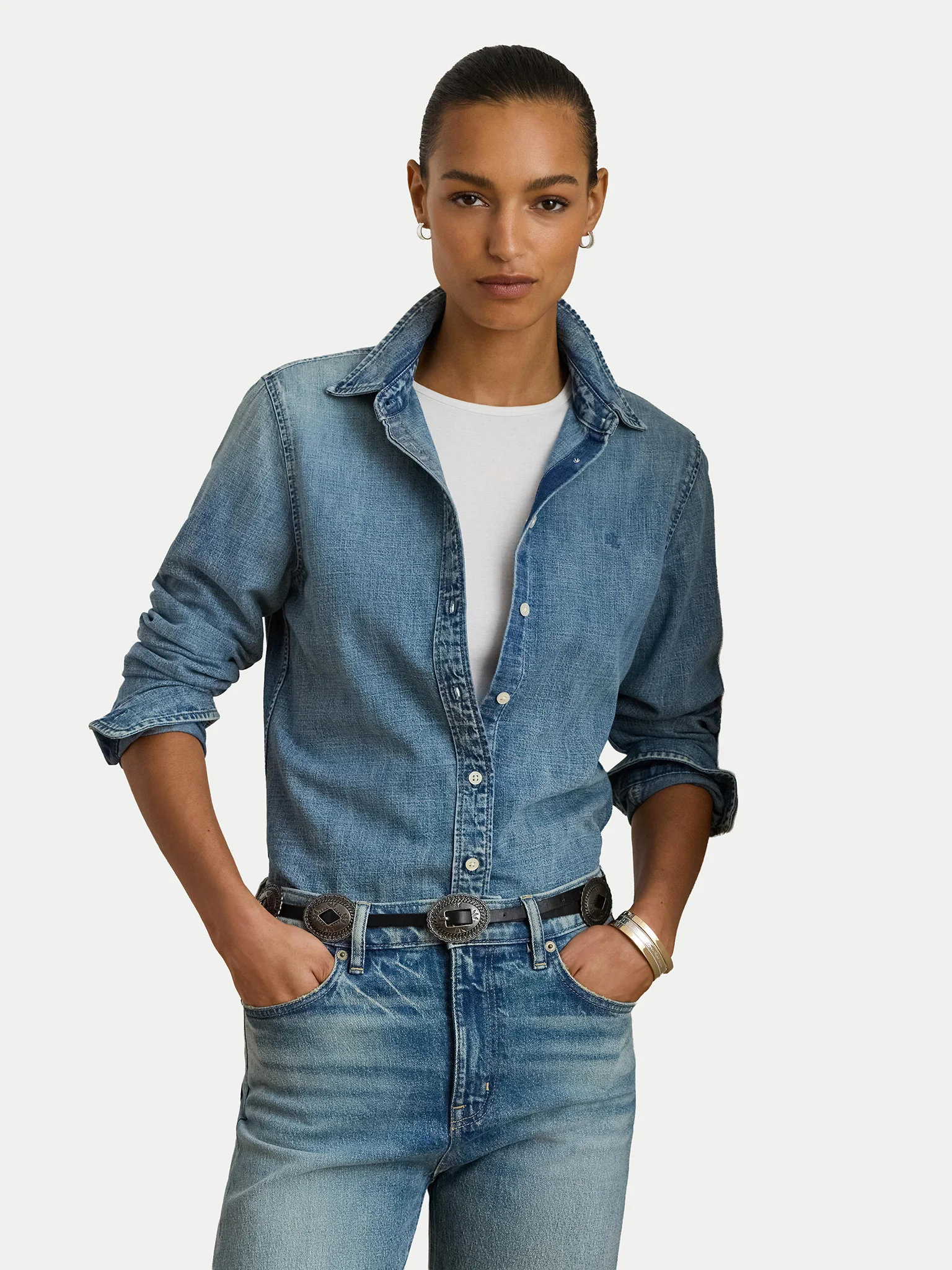 Navy Blue Jamelko Denim Button Shirt