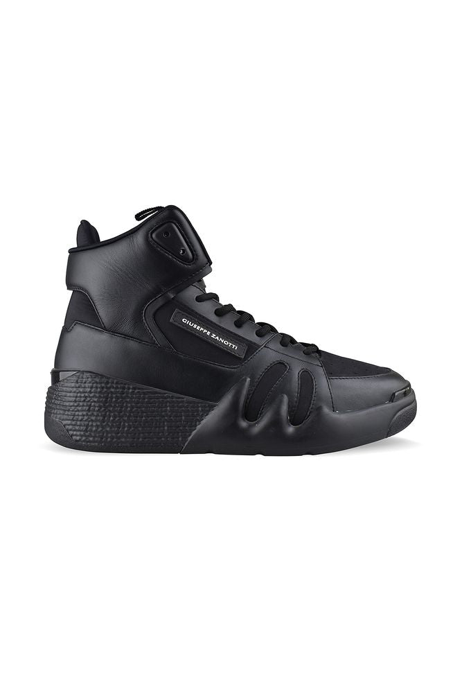 Black Leather High-Top Sneakers