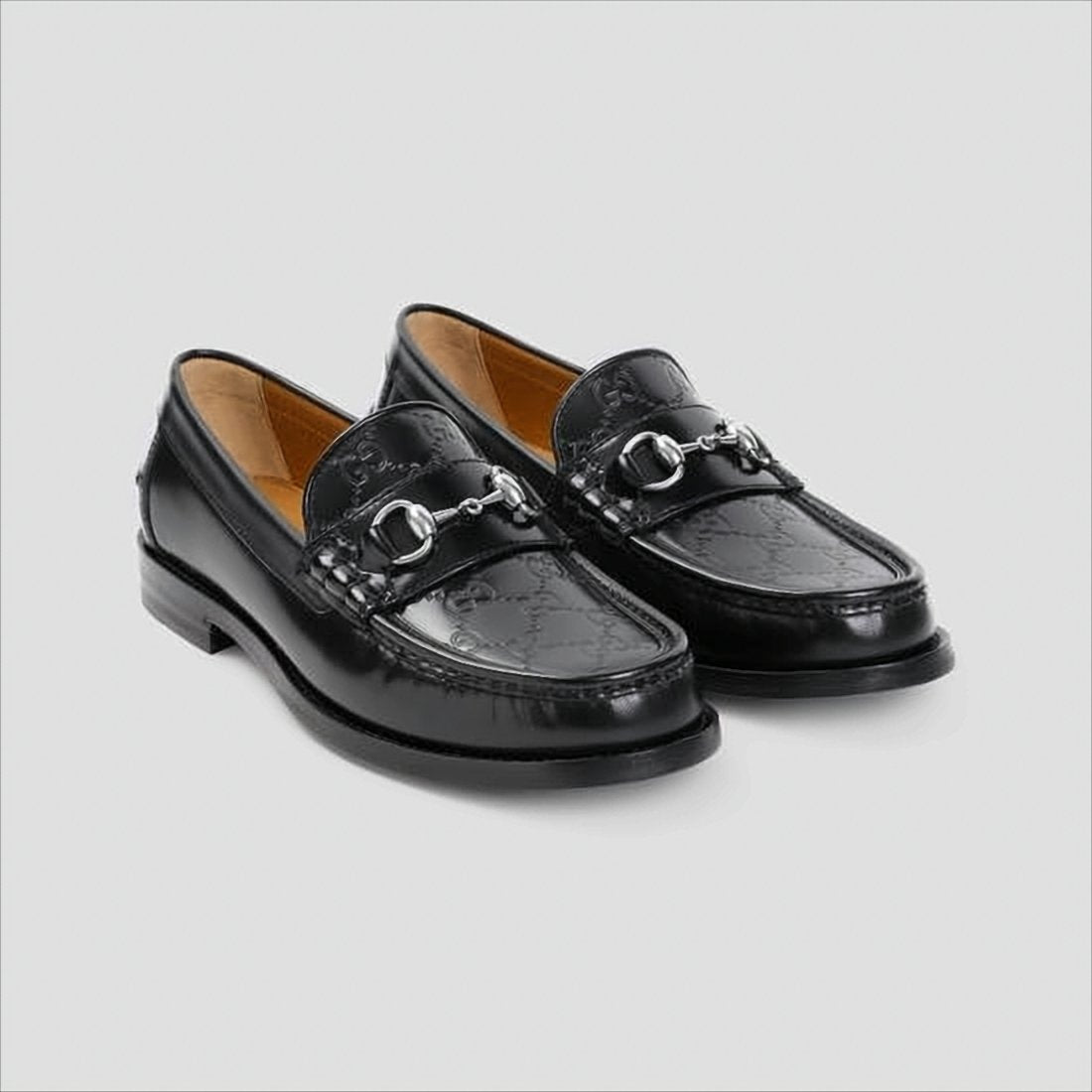 Black Leather Loafer with Horsebit Detail