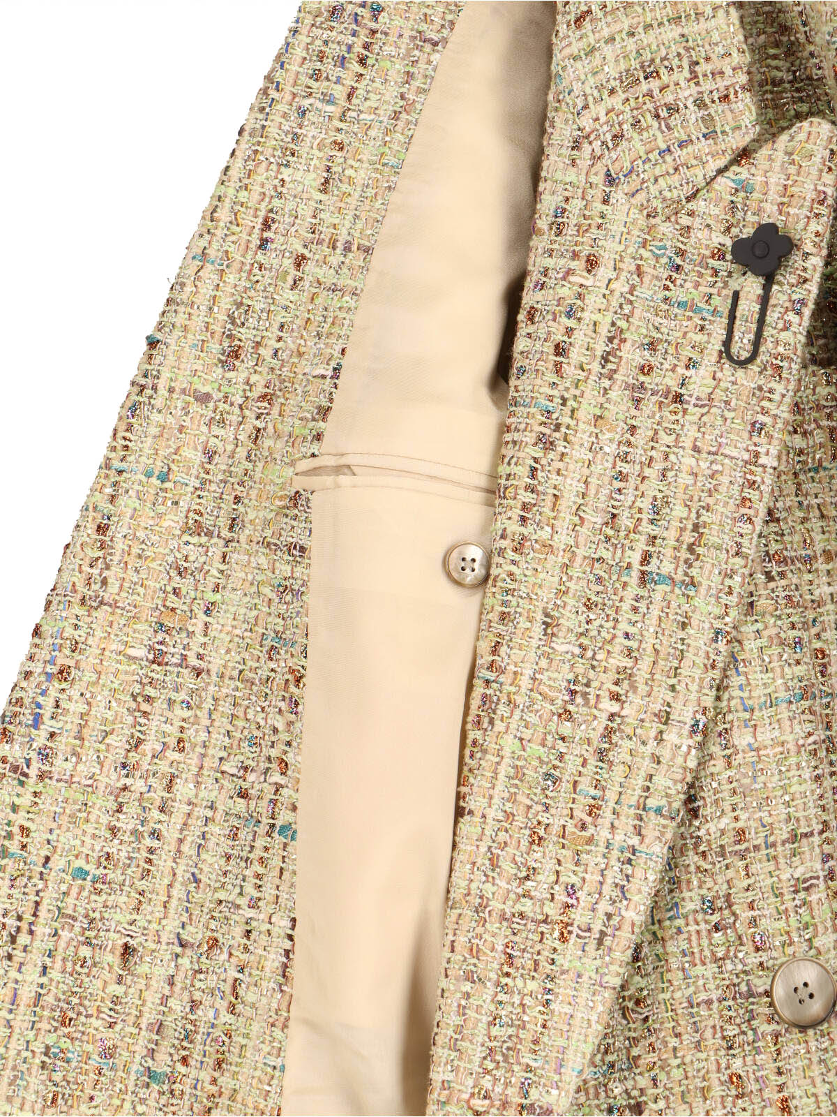 Double-Breasted Textured Tweed Jacket
