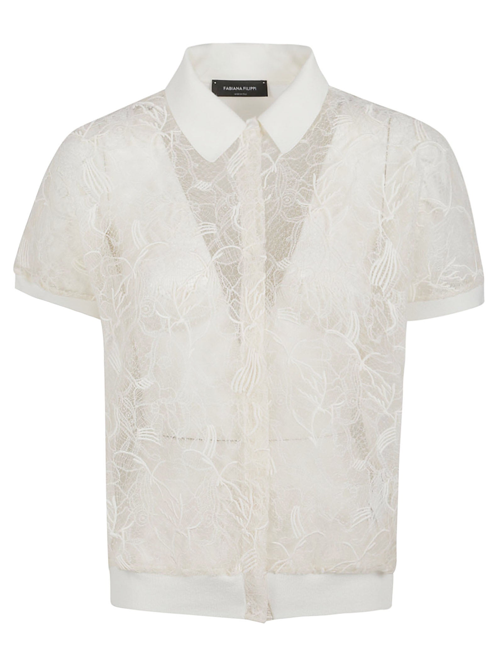 Lace Overlay Shirt with Floral Patterns