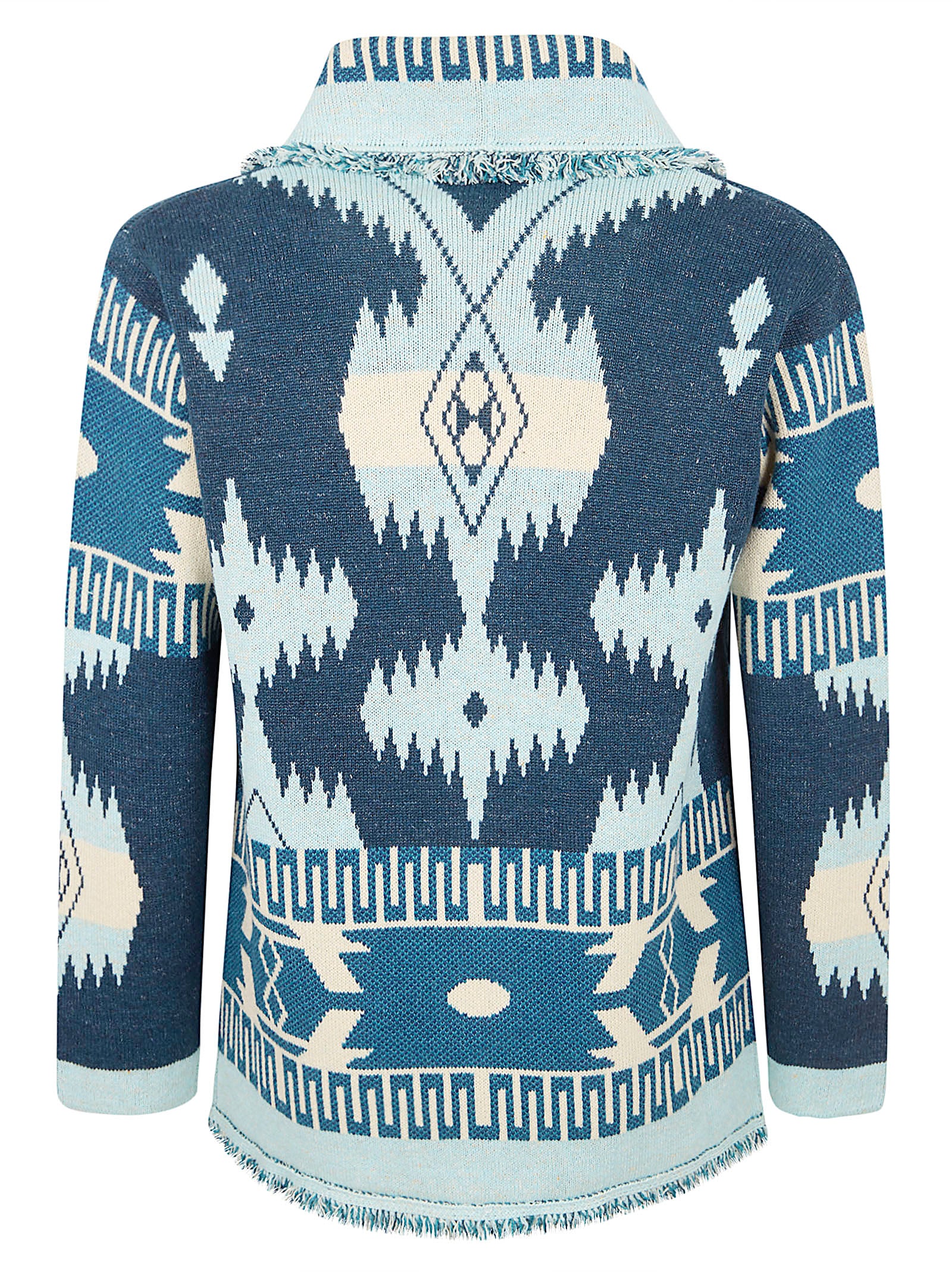 Geometric Patterned Navy Blue Cardigan