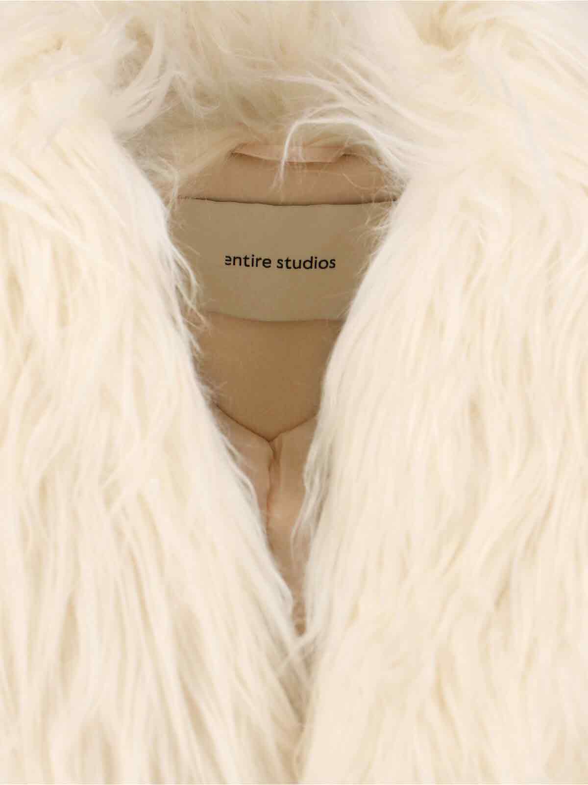 Faux Fur Cream Coat with Adjustable Belt