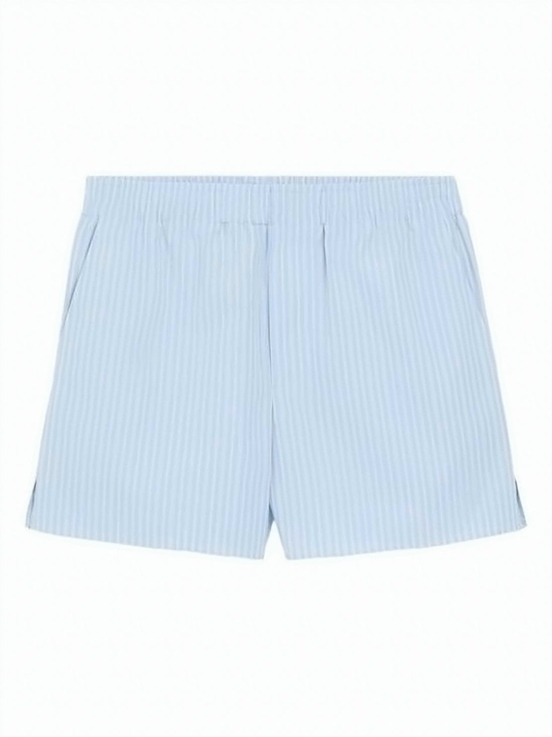 Light Blue And White Vertical Stripe Shorts