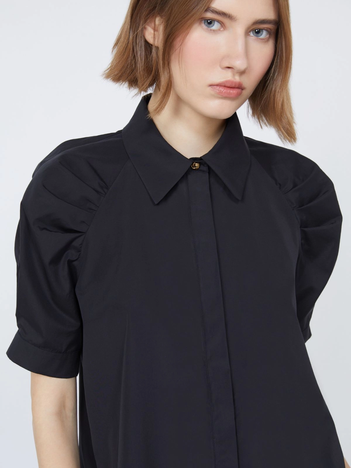 Classic Short-Sleeved Blouse with Puffed Sleeves