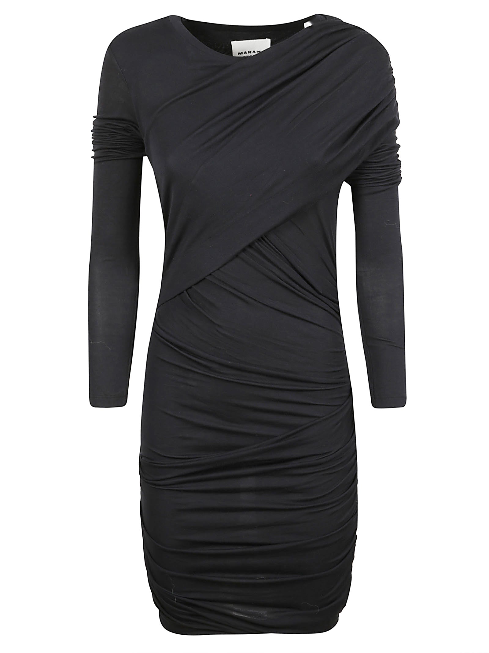 Draped Black Jersey Mini Dress