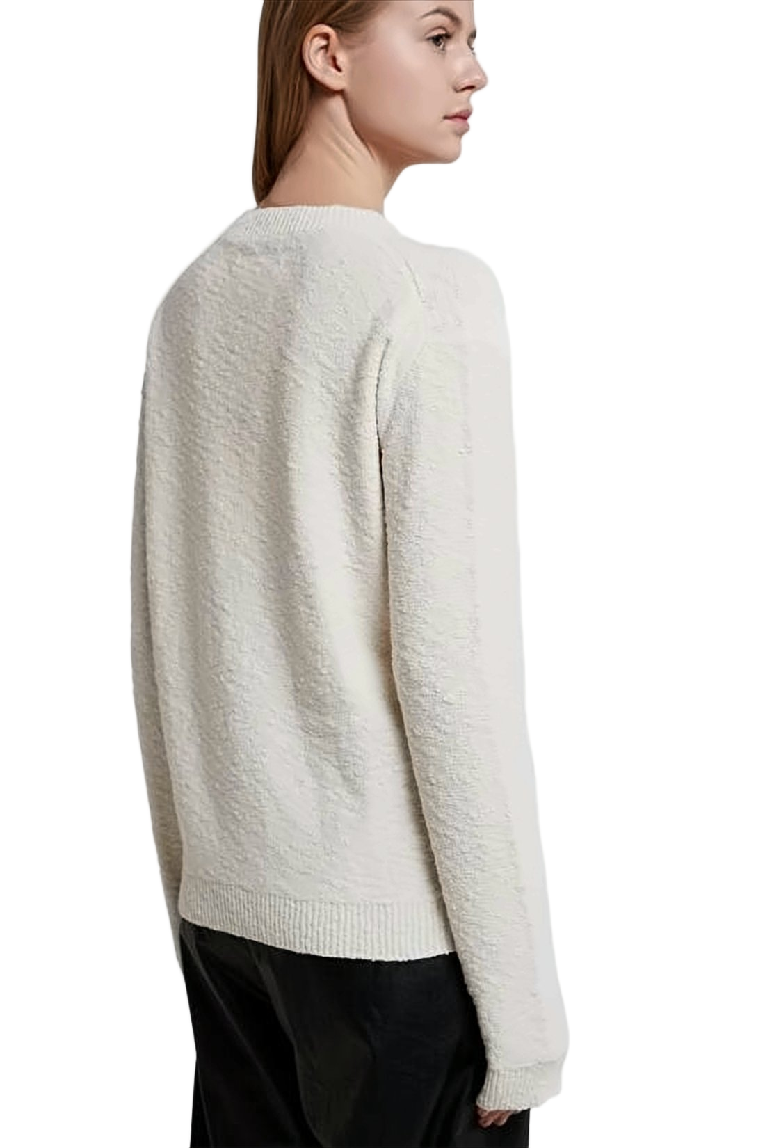 Textured Knit Sweater with Classic Crew Neckline