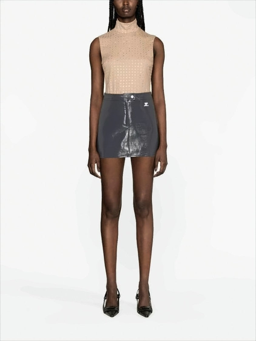 Reflective Mini Skirt with Button Closure