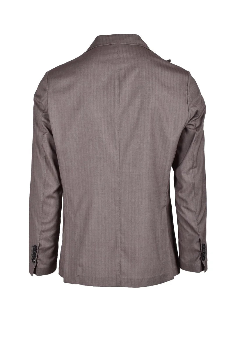 Double-Breasted Brown Jacket with Pinstripe