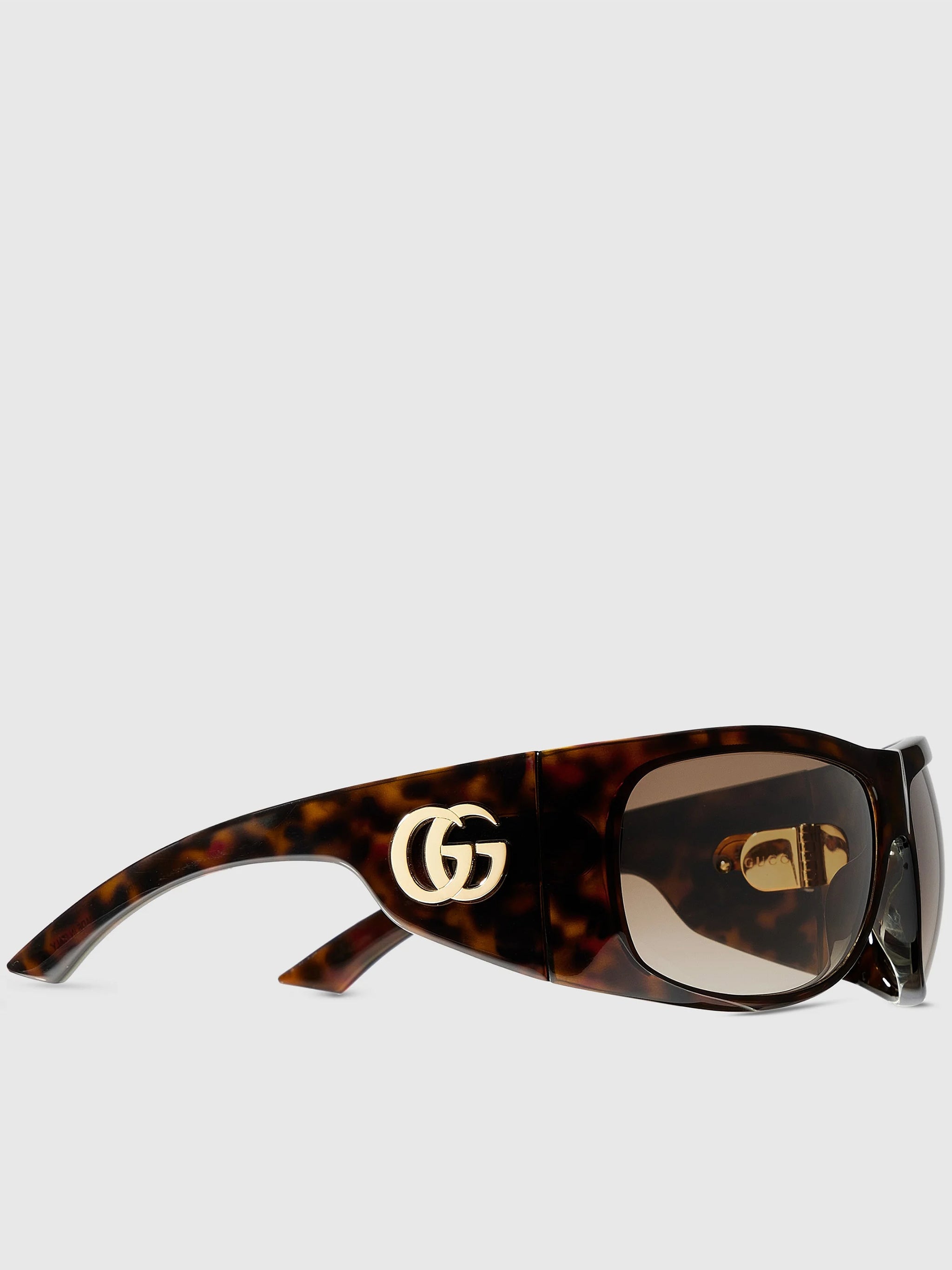 Brown Rectangular Tortoiseshell Double-G Logo Sunglasses