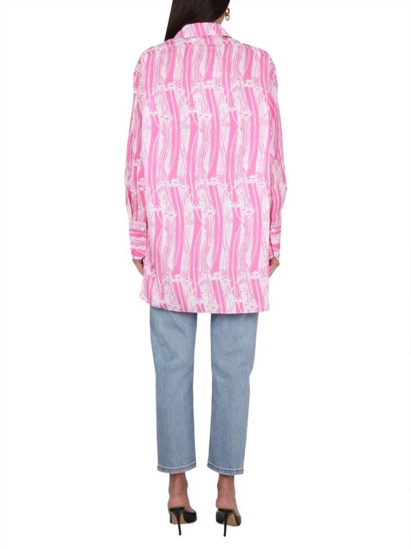 Floral Patterned Shirt Dress With Classic Collar
