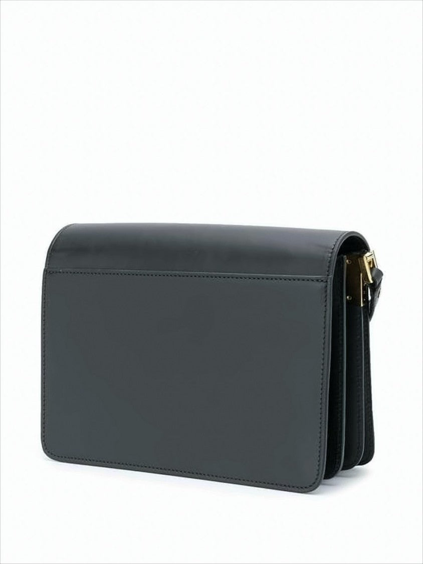 Structured Black Calf Leather Crossbody Bag