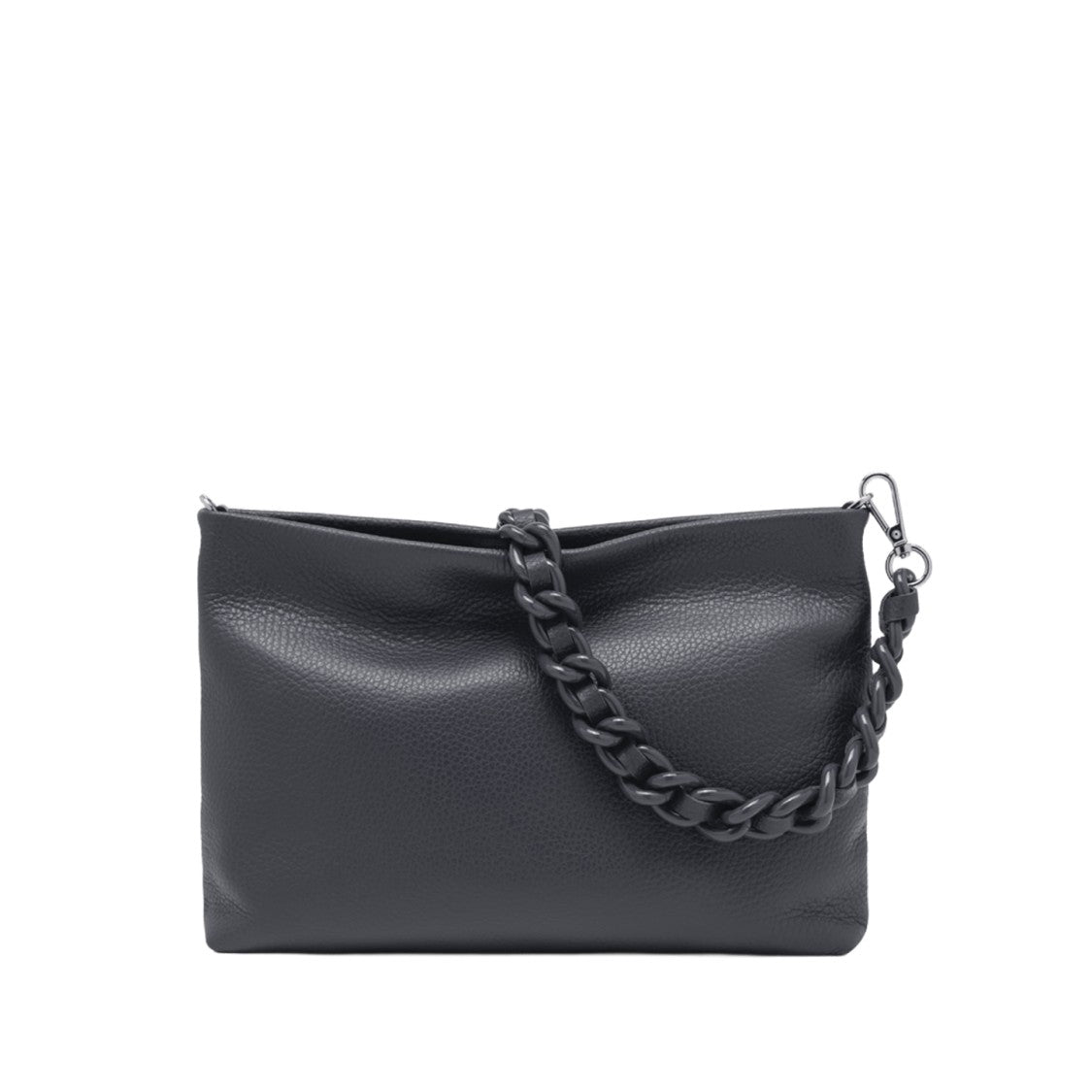 Hammered Leather Clutch With Chain Strap