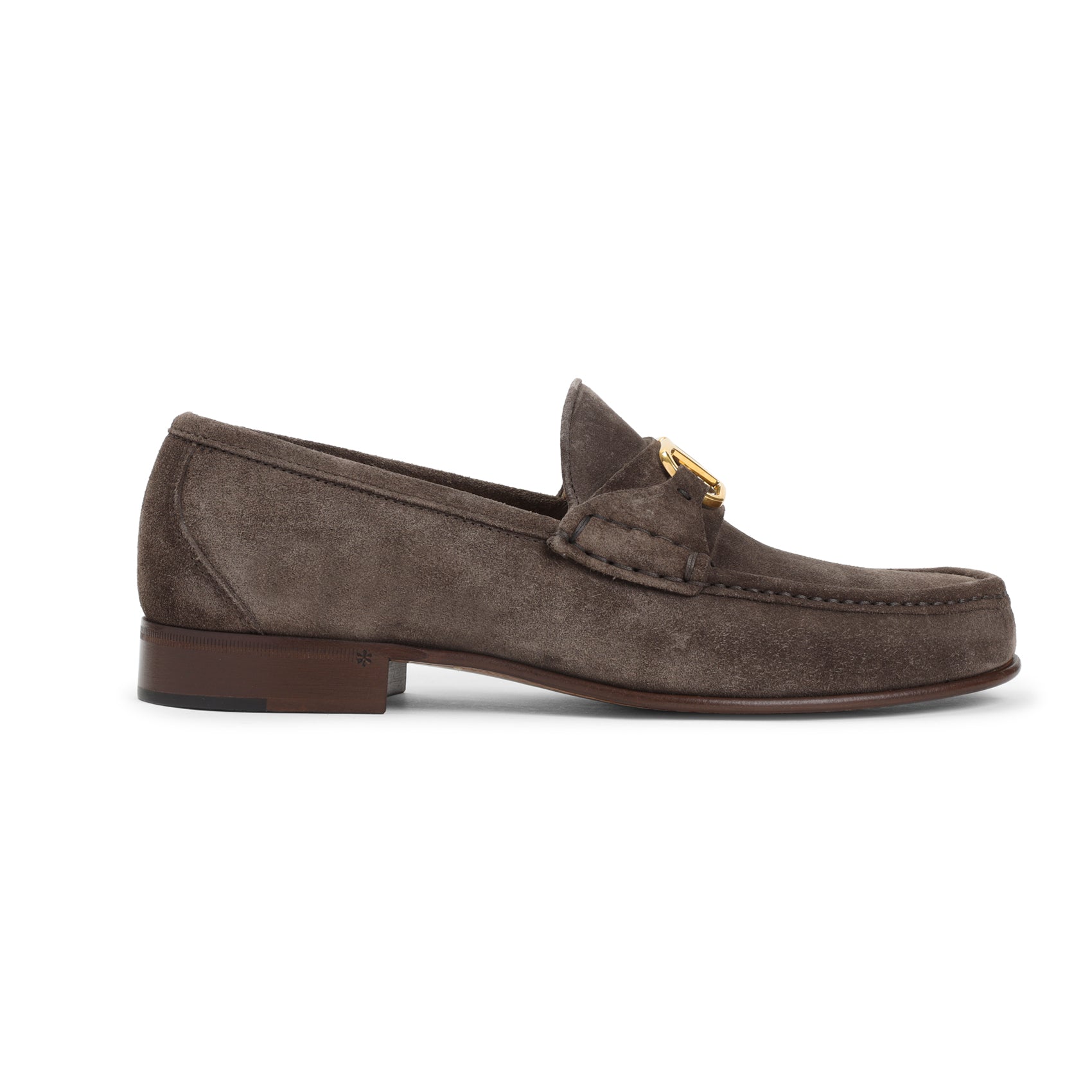 Brown Leather Loafers With Gold-Tone Logo Detail
