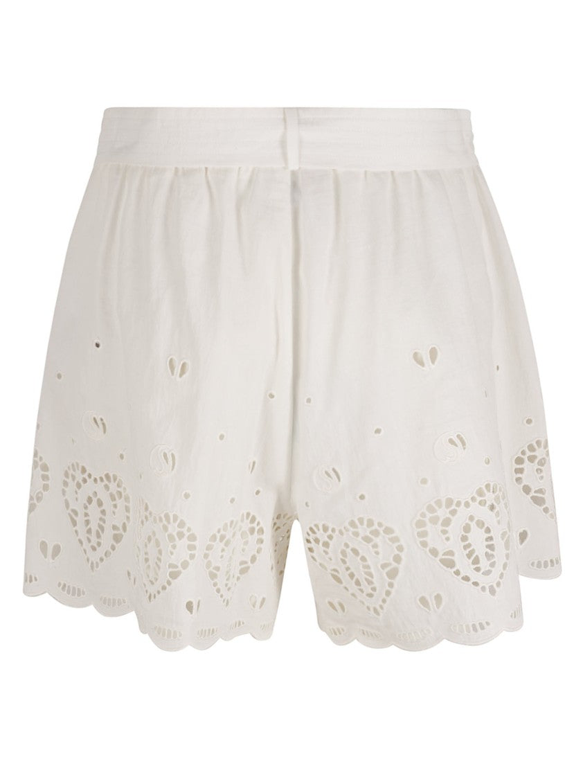 Delicate Embroidered White Shorts