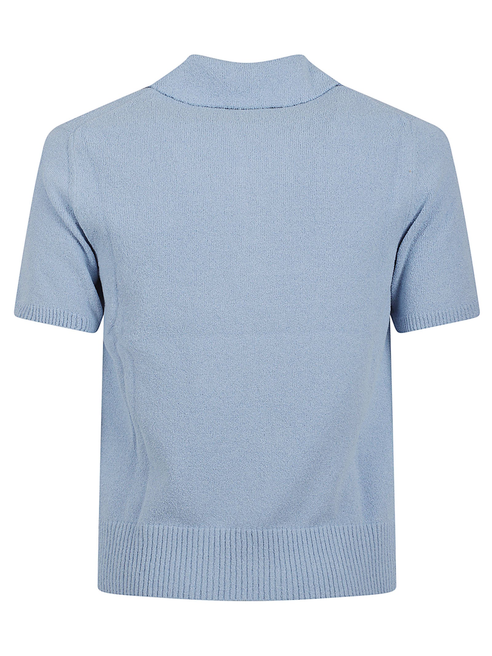 Textured Knit Polo Shirt with Ribbed Hem