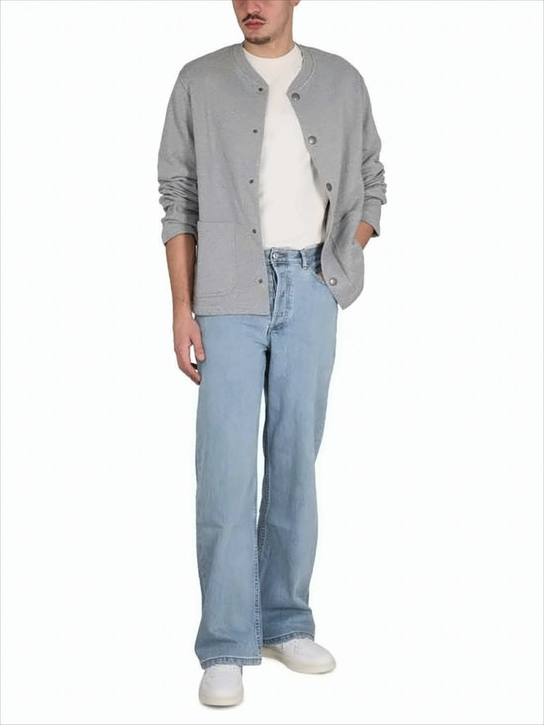 Collarless Button-Up Jacket