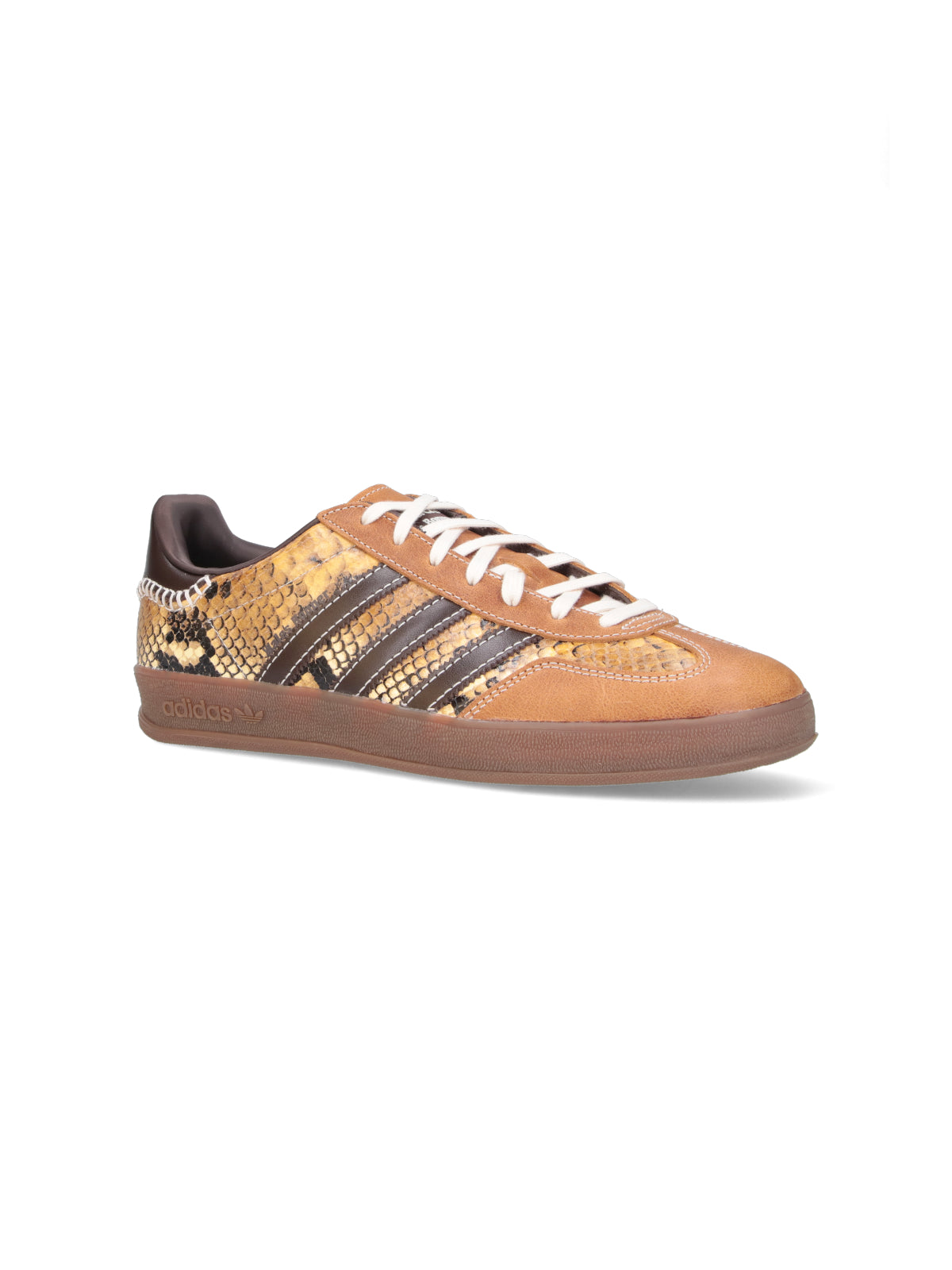 Brown Snakeskin Pattern Low-Top Sneakers