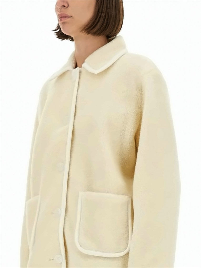 Plush Cream Jacket with Classic Collar