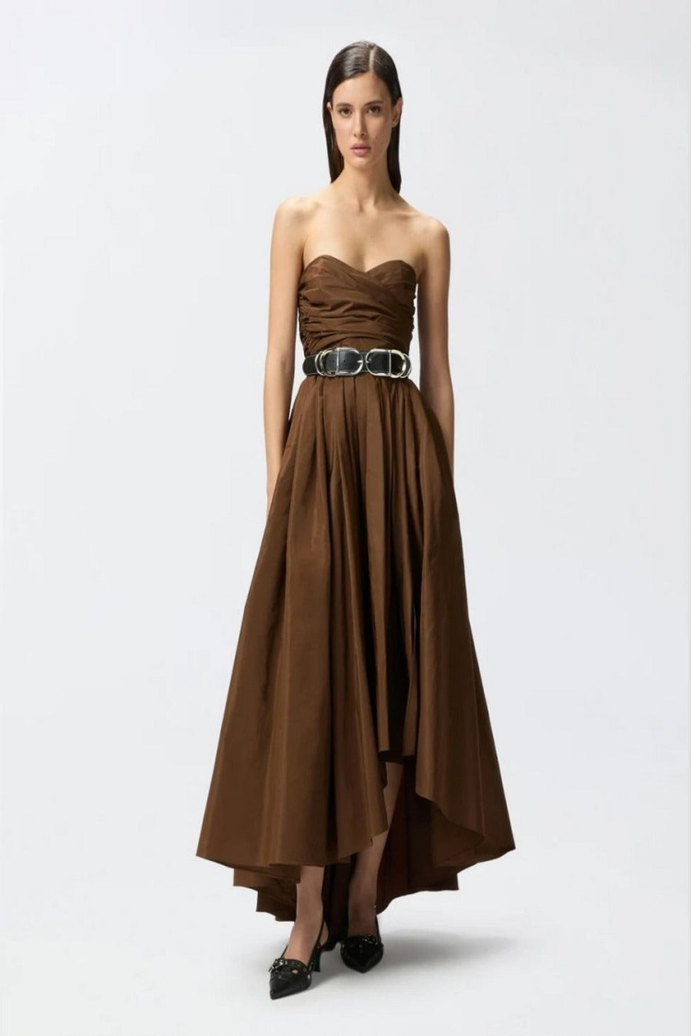 Strapless High-Low Dress With Fitted Bodice