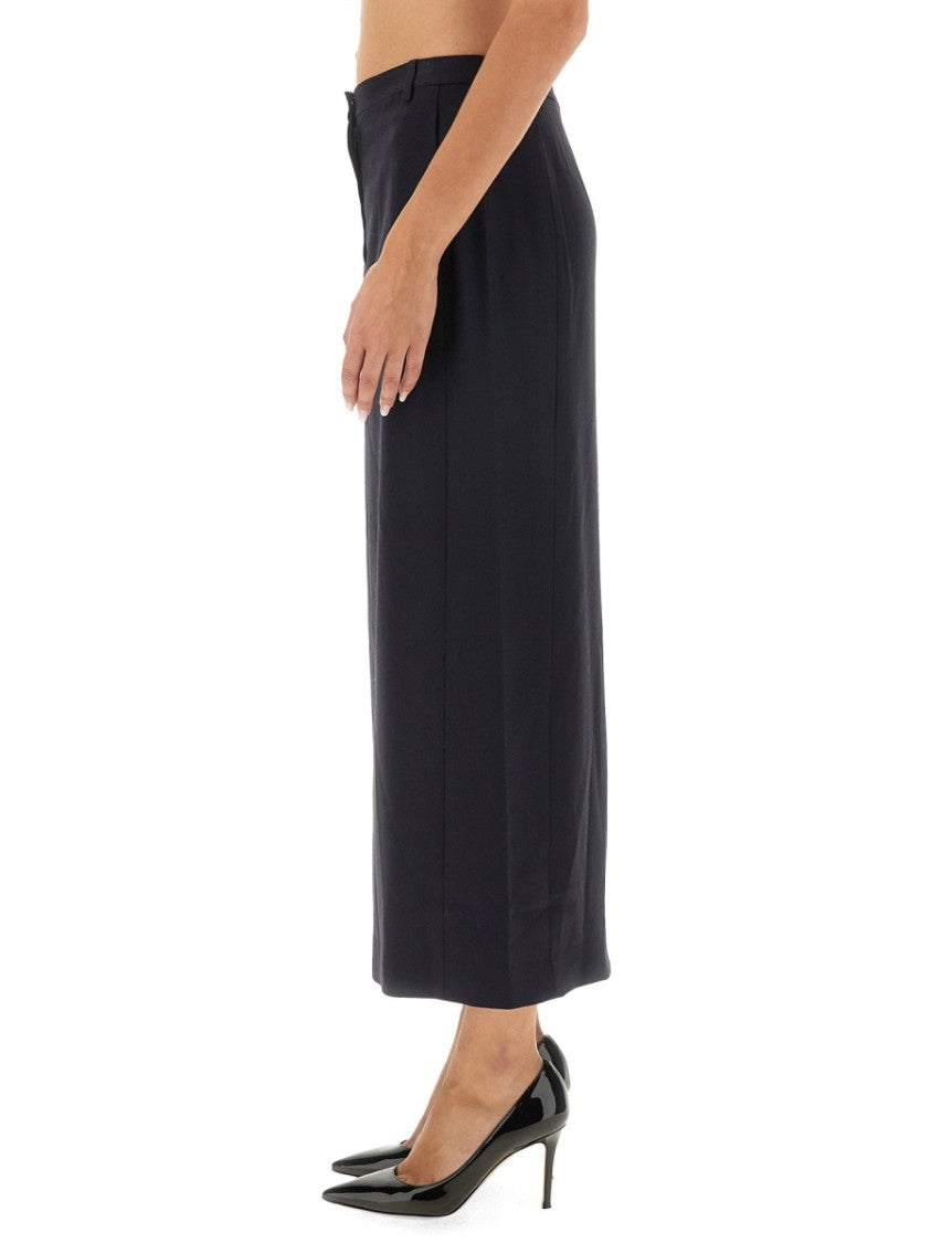 Tailored Midi Skirt With Smooth Waistband