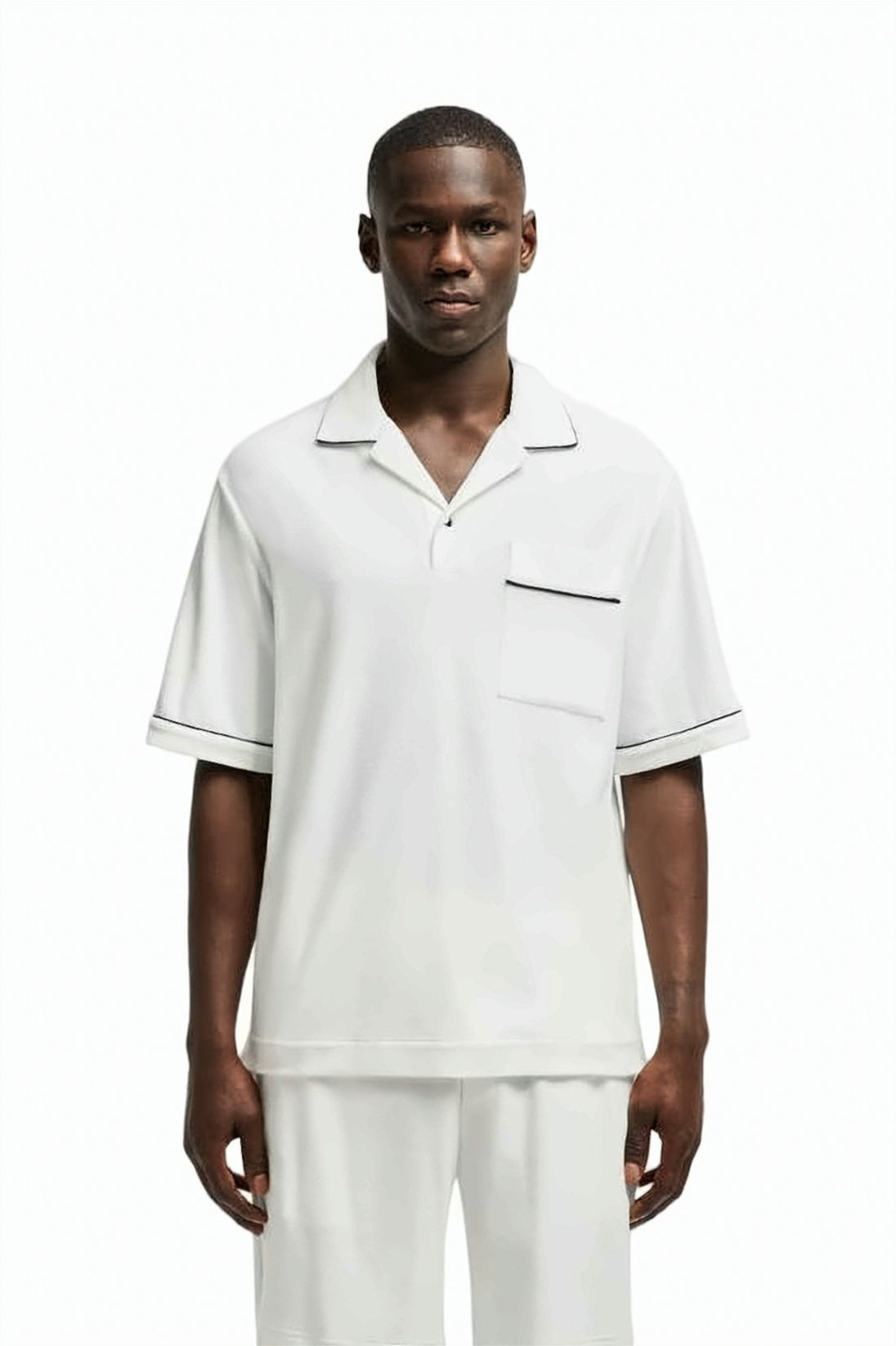 Short-Sleeved Polo Shirt with Notched Collar