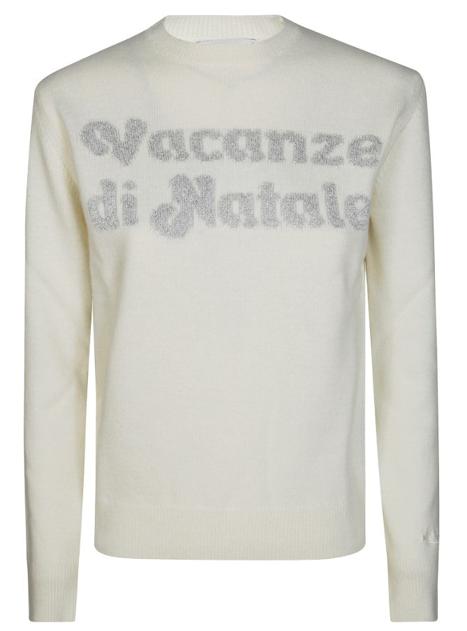 White Sweater With Gold Lettering