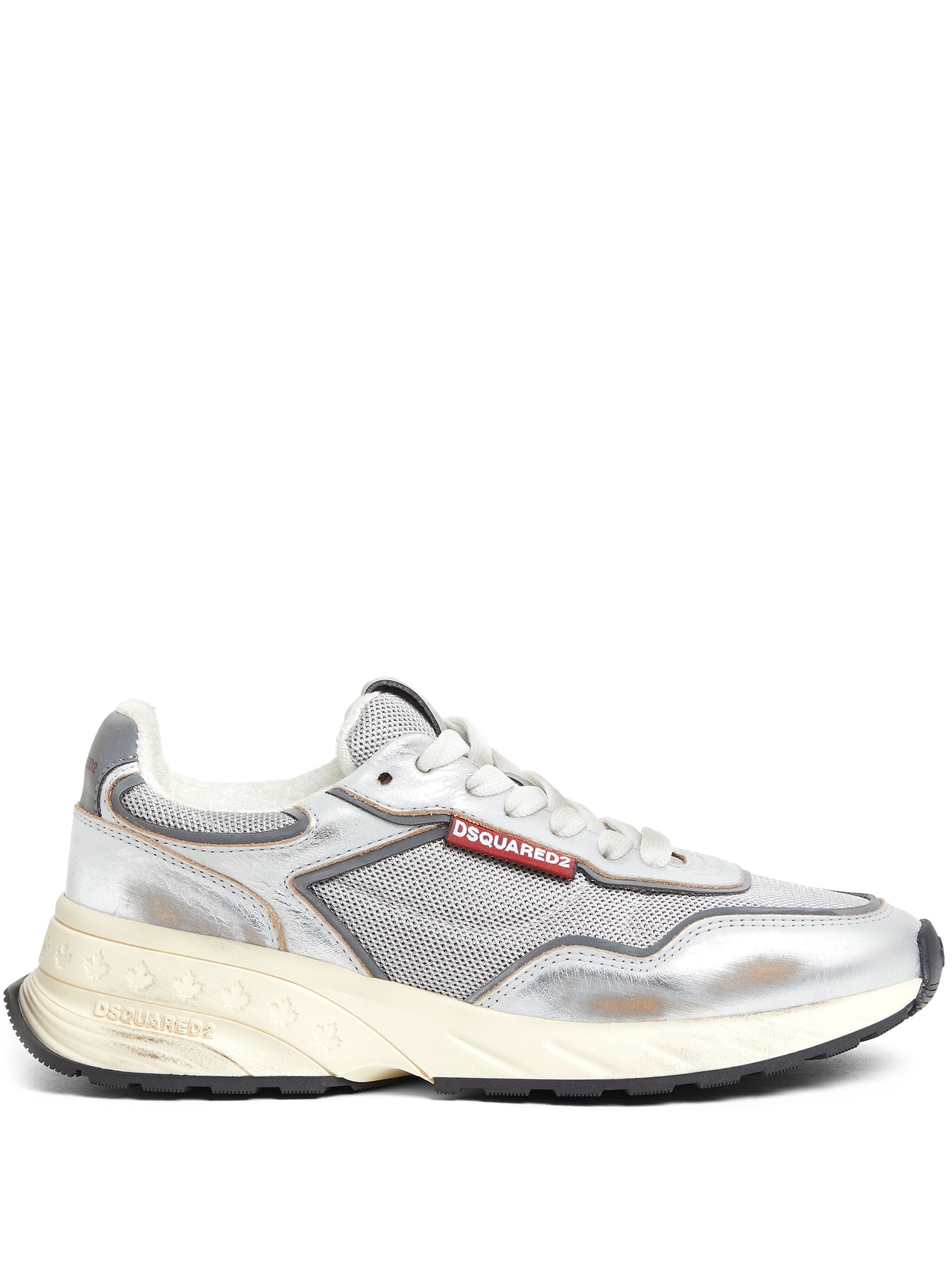 Sprinter Silver Leather Mesh Vintage Sneakers