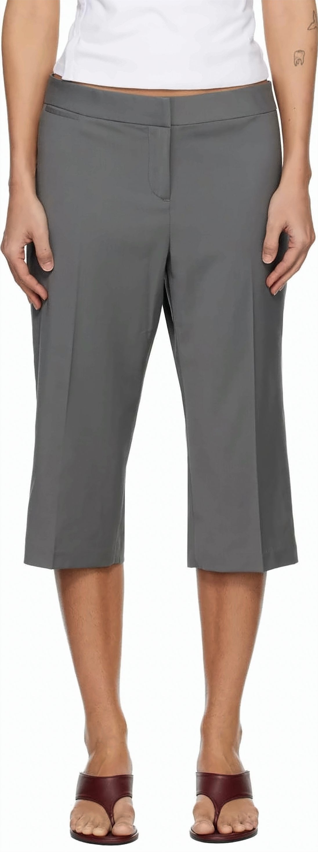 Tailored Knee-Length Suit Pants with Concealed Waistband
